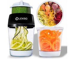Lekro Spiraalsnijder + E-book met Recepten - Groentesnijder - Dunschiller - Courgettesnijder - 3 standen - Zwart/Wit