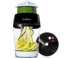 Lekro Spiraalsnijder + E-book met Recepten - Groentesnijder - Spiralizer - 3 standen - Zwart/Wit