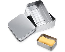 Lekvrije zeepdoos van aluminium bliklegering - met deksel - draagbare metalen zeephouder - universele opbergcontainer voor kamperen, thuis, badkamer