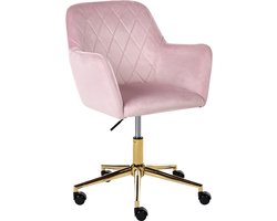 LELORIA - Bureaustoel - Pastelroze - Fluweel