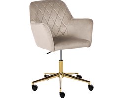 LELORIA - Bureaustoel - Taupe - Fluweel