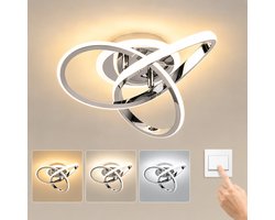 Lemlit LED Plafondlamp met Ringen 21W - Moderne Plafondverlichting met 3 Kleurtemperaturen - 2100 Lm met Geheugenfunctie - voor Woonkamer Slaapkamer Keuken en Hal - Zilver