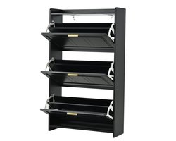 Lemlit Schoenenkast rek - 70x24x120 cm - 6 planken - Vouwdeur - Geschikt voor hallen entrees woonkamers en kantoren - Eenvoudige retrostijl - Zwart