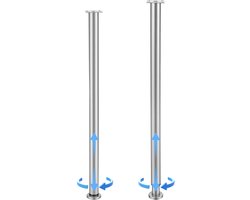 Lemlit Verstelbare Tafelpoten 72-110 cm - 2 Stuks Telescopische Meubelpoten met Montageplaat voor Tafel, Bureau, Werkblad en Barblad - Grijs
