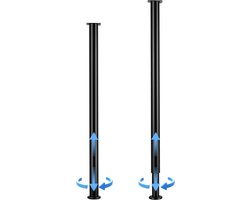 Lemlit Verstelbare Tafelpoten 72-110 cm - 2 Stuks Telescopische Meubelpoten met Montageplaat voor Tafel, Bureau, Werkblad en Barblad - Zwart