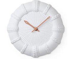 Lemnos Wandklok White Ceramic Trace Face Bruin