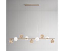 Lemo Hanglamp 9 Bollen Beige Amber voor Eettafel Salon