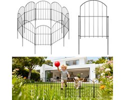 Lemonmax Boogvormig Tuinhek 10-delig - Metalen Sierhek 33x61 cm - Insteek Borderhek voor Bloemperk Gazon Tuin - Zwart