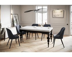 Lena Luxe Uitschuifbare Eettafel 200-300 x 100 x 78,5 cm – Moderne Rechthoekige Dining Tafel van Beukenhout met Zwarte Poten, Ruimtebesparend & Stijlvol Design voor Woonkamer en Eetkamer