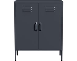 Lendo Online Dressoir - Lockerkast - Opbergkast - Kast industrieel - Industriële kast met verstelbare planken - Archiefkast - Metalen Kast - Kantoorkast - 80x40x100 cm (LxBxH) - Gepoedercoat staal - Metaal - Antraciet