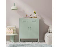 Lendo Online Dressoir - Lockerkast - Opbergkast - Kast industrieel - Industriële kast met verstelbare planken - Archiefkast - Metalen Kast - Kantoorkast - 80x40x100 cm (LxBxH) - Gepoedercoat staal - Metaal - Groen