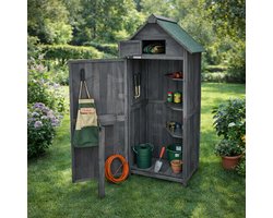 Lendo Online Gereedschapsschuur - Gereedschapskast - Tuinkast - Tuinschuur - Tuingereedschapskast - 74,5x50x180 cm - vurenhout - grijs