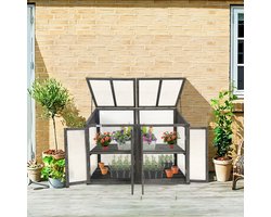 Lendo Online Kweekkas - Broeikas - Tuinkas - Kweekbak - Kas - Serre - 120x49x97,5 cm - vurenhout met pc platen - grijs