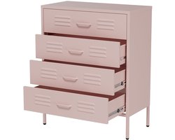 Lendo Online Ladekast - Lockerkast - Kledingkast - Commode - Opbergkast - Kast industrieel - Industriële kast met lades - Metalen Kast voor Slaapkamer - 80x40x100 cm (LxBxH) - Gepoedercoat staal - Metaal - Roze