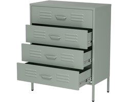 Lendo Online Ladekast - Lockerkast - Kledingkast - Commode - Opbergkast - Kast industrieel - Industriële kast met lades - Metalen Kast voor Slaapkamer - 80x40x100 cm (LxBxH) - Gepoedercoat staal - Metaal - Groen