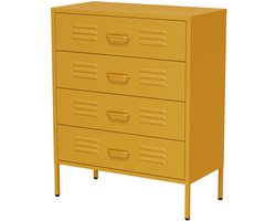 Lendo Online Ladekast - Lockerkast - Kledingkast - Commode - Opbergkast - Kast industrieel - Industriële kast met lades - Metalen Kast voor Slaapkamer - 80x40x100 cm (LxBxH) - Gepoedercoat staal - Metaal - Geel