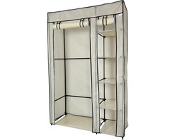 Lendo Online Opvouwbare Kledingkast Garderobekast met ophangrails Opbergkast Campingkast Kampeerkast 108x44x166cm Crème