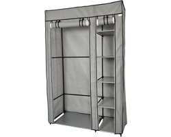 Lendo Online Opvouwbare Kledingkast Garderobekast met ophangrails Opbergkast Campingkast Kampeerkast 108x44x166cm Grijs