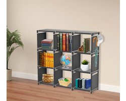 Lendo Online - Opvouwbare Opbergkast 9 vakken - Schoenenrek stapelbaar - Schoenenkast - Organizer - Boekenkast - 110x30x110cm - Zwart