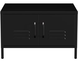 Lendo Online Salontafel - Koffietafel - Bijzettafel - Industriële Kast - Tafel - Table Basse - Woonkamer tafel - Industrieel - Bijzettafeltjes - Dressoir - 68x50x43,5 cm (LxBxH) - Gepoedercoat staal - Metaal - Zwart