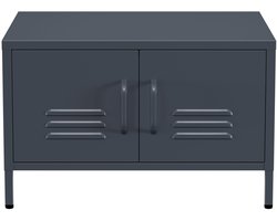 Lendo Online Salontafel - Koffietafel - Bijzettafel - Industriële Kast - Tafel - Table Basse - Woonkamer tafel - Industrieel - Bijzettafeltjes - Dressoir - 68x50x43,5 cm (LxBxH) - Gepoedercoat staal - Metaal - Antraciet