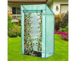 Lendo Online Tomatenkas met PE waterdichte hoes 100x60x174cm staal groen - Tuinkas - Broeikas - Kas - Serre - Kweekkas - Foliekas - Groentekas