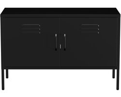 Lendo Online TV Meubel - TV kast - Dressoir voor woonkamer - Industriële Kast met verstelbare planken - Industrieel - Kasten - 100x40x65 cm (LxBxH) -Gepoedercoat staal - Metaal - Zwart