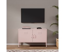 Lendo Online TV Meubel - TV kast - Dressoir voor woonkamer - Industriële Kast met verstelbare planken - Industrieel - Kasten - 100x40x65 cm (LxBxH) -Gepoedercoat staal - Metaal - Roze