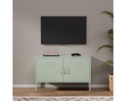 Lendo Online TV Meubel - TV kast - Dressoir voor woonkamer - Industriële Kast met verstelbare planken - Industrieel - Kasten - 100x40x65 cm (LxBxH) -Gepoedercoat staal - Metaal - Groen