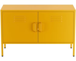 Lendo Online TV Meubel - TV kast - Dressoir voor woonkamer - Industriële Kast met verstelbare planken - Industrieel - Kasten - 100x40x65 cm (LxBxH) -Gepoedercoat staal - Metaal - Geel