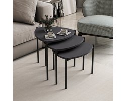 Lenny NT Bijzettafel (3 stuks) | 100% MELAMINE | Antraciet - Asir Group - Bijzettafel - Antraciet - Melamine