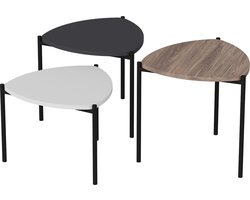 Lenny NT Bijzettafel (3 stuks) | 100% MELAMINE | Wit, Antraciet, Walnoot - Asir Group - Bijzettafel - Wit; Bruin; Antraciet - Melamine