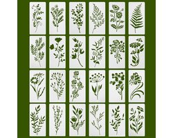 Lente Bloemen Sjablonen voor Textielontwerp, 24 Stuks Herbruikbare Spuittemplates voor Schilderen van Meubels en Wanden, Creatieve DIY Decoratie.