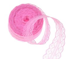 Lente Roze Kantlint 10mx3cm voor Naaiwerk, Vintage Kant, Decoratieve Randen en DIY Trouwen