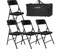 Lenx 4 Delige Klapstoelenset – Inclusief Stoelentas - Vouwstoelenset - Zware Kwaliteit - Weersbestending - Rattan design