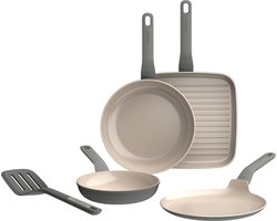 LEO 4-delige braadpannenset antikleef Balance met spatel Balance - Grijs - PFAS-vrij