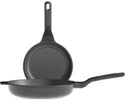 LEO RECYCLED 2-delige braadpannenset antikleef Stone+ - Grijs - PFAS-vrij