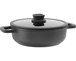 LEO Sauteerpan antikleef met dubbele handgreep en deksel Stone+ - Ø 28cm - Grijs - PFAS-vrij