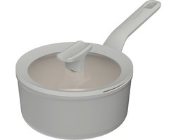 LEO Steelpan antikleef met deksel Balance Moonmist - Ø 18cm - Grijs - PFAS-vrij