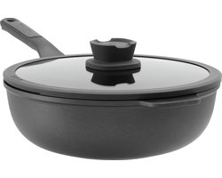 LEO Wok antikleef met deksel Stone+ - Ø 28cm - Grijs - PFAS-vrij