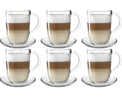 Leonardo Latte Macchiato Glazen + Schotels Napoli - 6 stuks