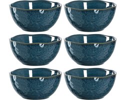 Leonardo Matera 018582 Keramische schalen, 6-delige set, vaatwasmachinebestendige dessertschaaltjes, 6 mueslikommen, snack-kommen, blauw Ø 12 cm, 380 ml