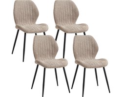Leonova® - eetkamerstoelen - eetkamerstoelen set van 4 - eetkamer stoelen - 47.5x43x86 - beige/bruin - met vloerbescherming