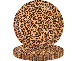 Leopard Print Papieren Borden 10 Inch - Jungle Dierenthema Feestservies voor Kinderverjaardag en Feestaccessoires - 16 Stuks