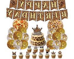 Leopard Themaparty Decoraties - 32 Stuks voor Verjaardagsfeestjes, Cheetah Versieringen en Kinderaccessoires voor Jongens en Meisjes