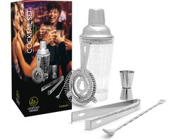 Leopold Vienna - Cocktail set Abouriou 5-delig (cocktail shaker, jigger/pipet, strainer, tang, barlepel) cadeau giftset
