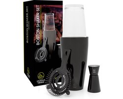 Leopold Vienna - Cocktail set Boston RVS zwart (cocktail shaker, pipet, strainer) cadeau giftset