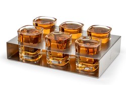 Leopold Vienna - shotglazen met tray - set van 6 shotglaasjes