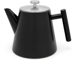 Leopold Vienna - Theepot dubbelwandig Oslo 1 L RVS - mat zwart - inclusief theezeef