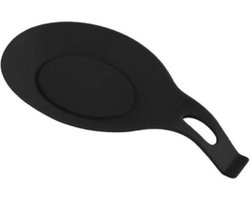 Lepel Mat | Keuken Gerei Houder | Keuken Tool | Keuken Accessoires | Hittebestendig | Siliconen | Houd Uw Aanrecht Schoon | 20x10 CM | ZWART